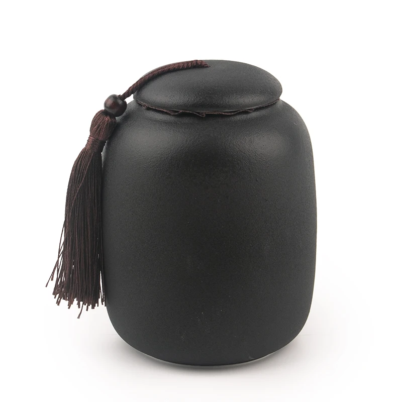 850ml black matte ceramic urn big dog Pet ashes keepsake logo pattern Customizable large pottery urns pet urn