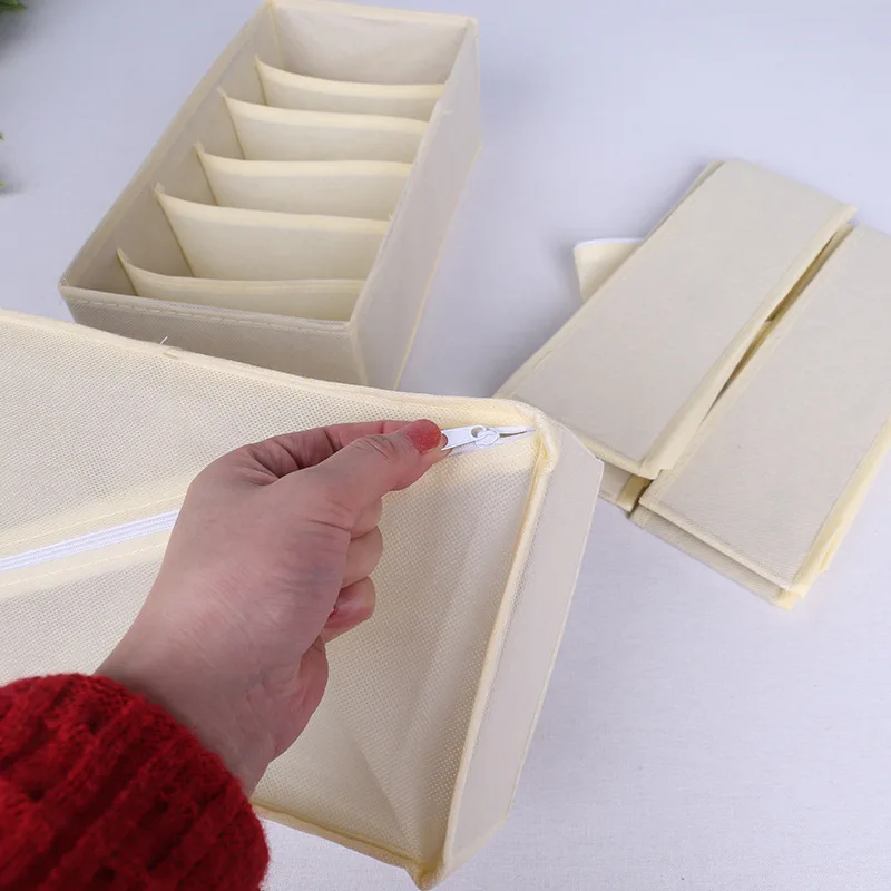 Customized Fabric Closet Dresser Drawers Organizers Dividers 4 Foldable Underwear and Bras Drawer Organizers Set