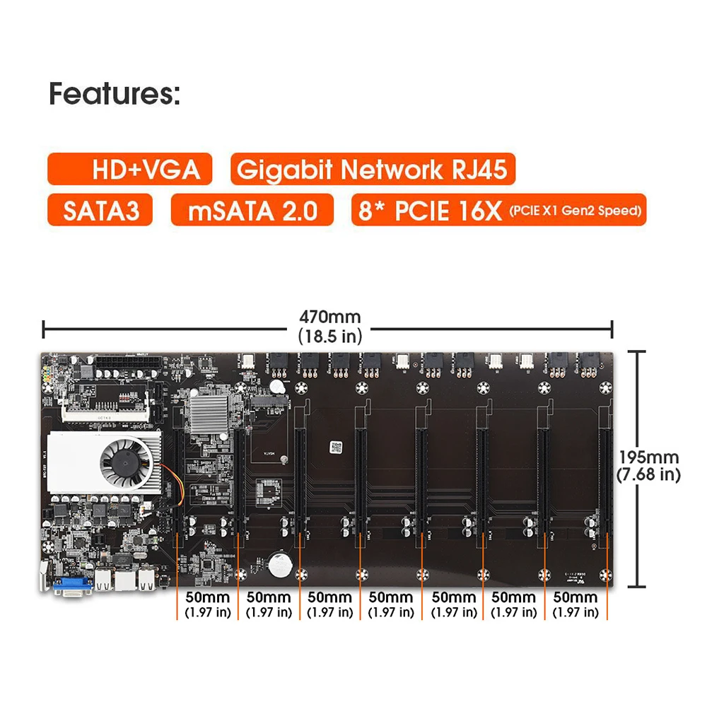 8 GPU S37 T37 D37 8gpu motherboard 8 pcie Intel847 1037u DDR3 onboard CPU Mainboard support RTX 3070 3080 3090 gpu carte mere