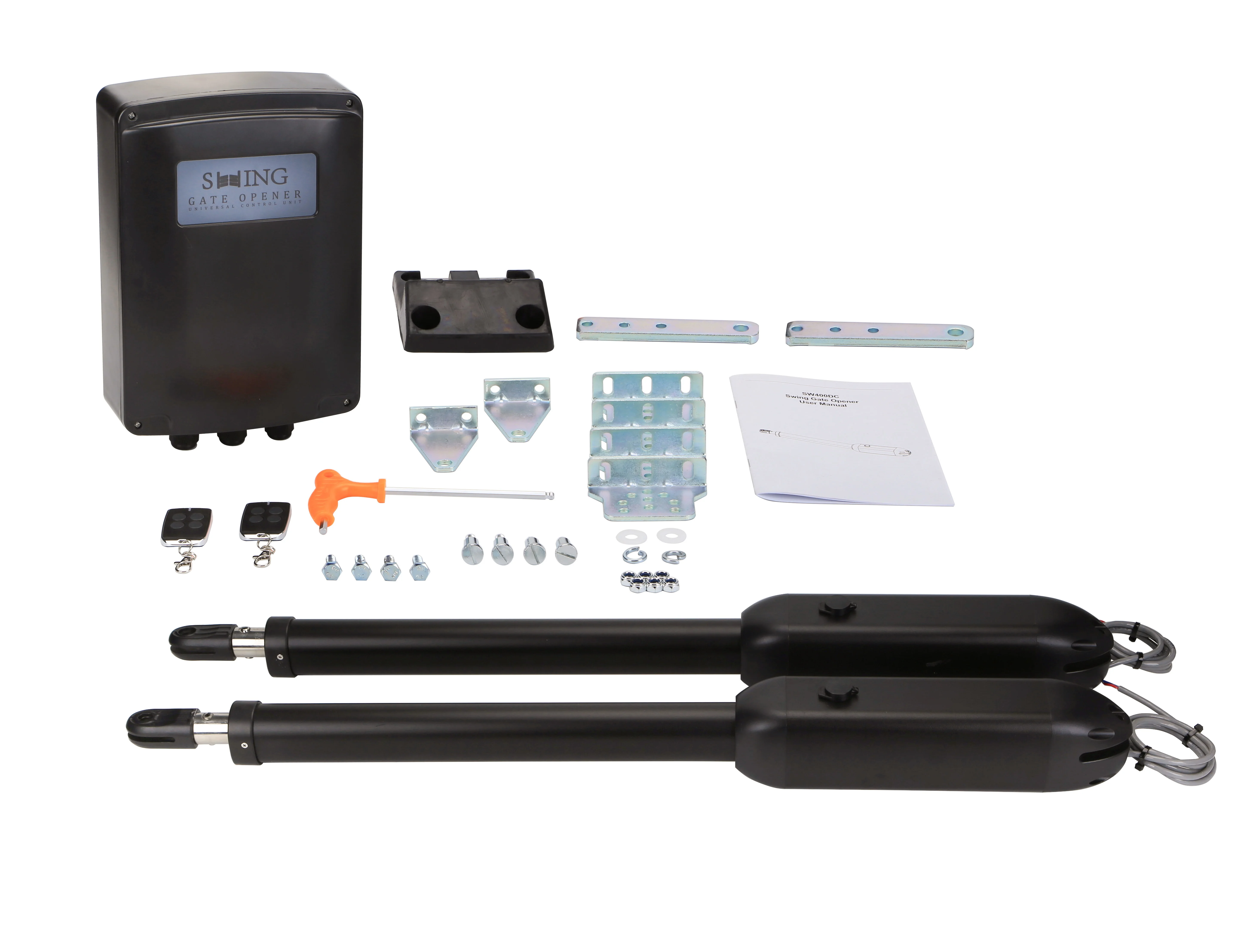 Automatic Dual Swing Gate Opener for Gates up to 4 meter Long 400KG, Black