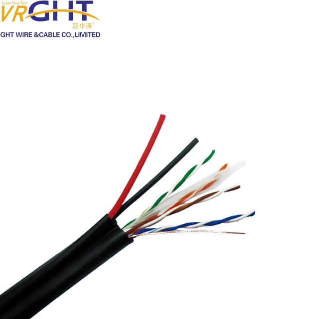 High speed CCA 23awg 2 pair Cat6 utp LAN cable with 2C copper power cable wire