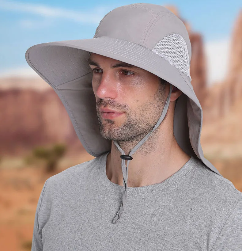 Outdoor fishing mountaineering hat with large brim summer sun protection hat men and women quick-drying anti-ultraviolet sun hat