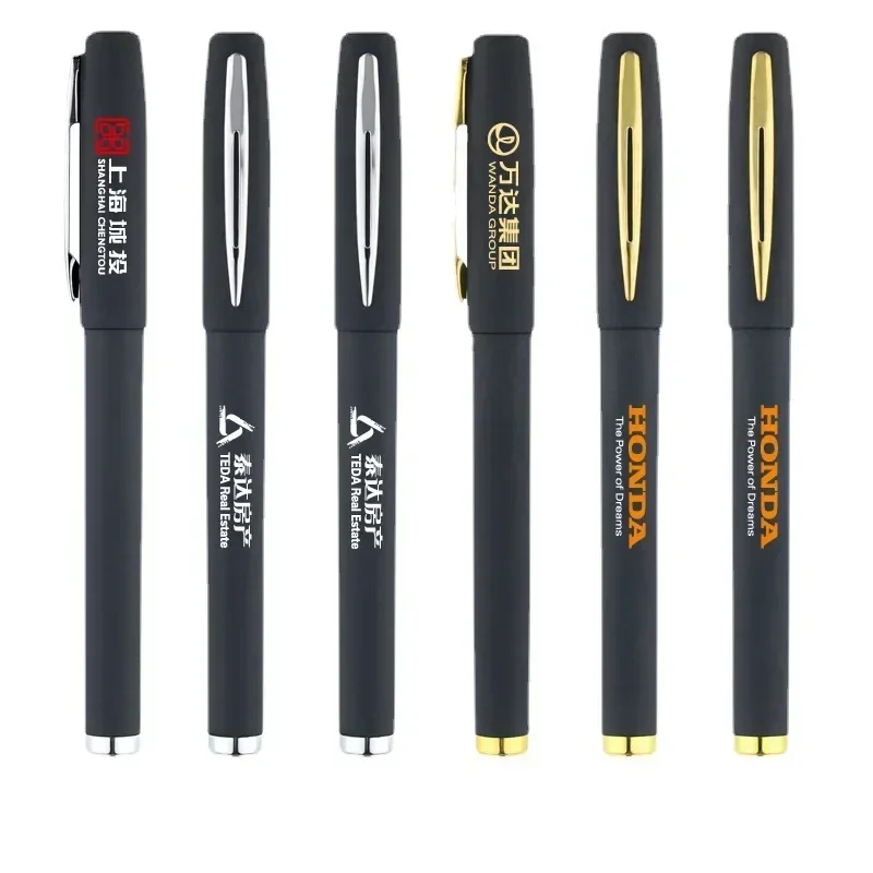 Free Custom Logo Gel Pens with Metal Pen Clip Business Advertise Signature Pen Black Bullet Head Carbon Stationery gifts