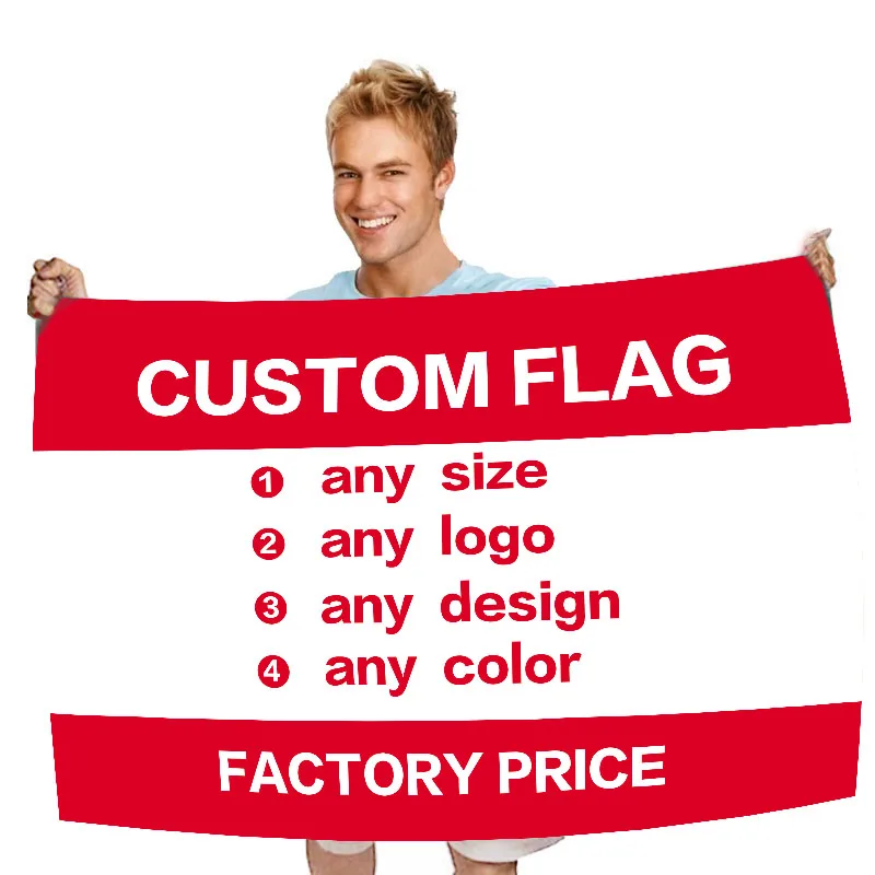 2023 Promotional fabric digital cheap sublimation commercial polyester cotton printing custom double-sided flag logo