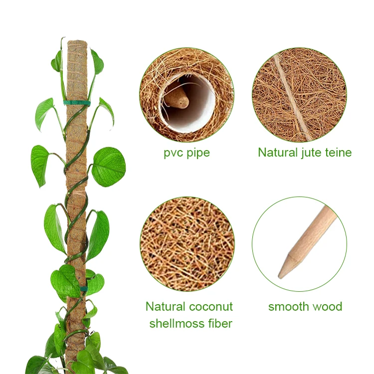 Custom Size moss pole for plants monstera with Twist Ties Plant Labels for Vertical Growth of Indoor & Outdoor
