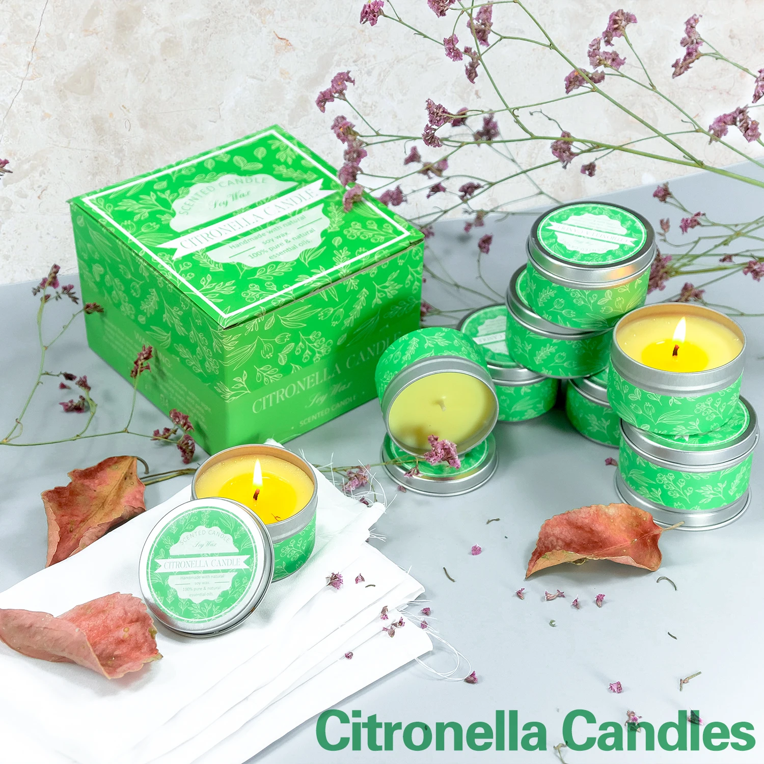 Wholesale factory Citronella Candles Soy Wax Lemongrass Candles Portable Travel Tin Citronella Scented Candle Gift Set
