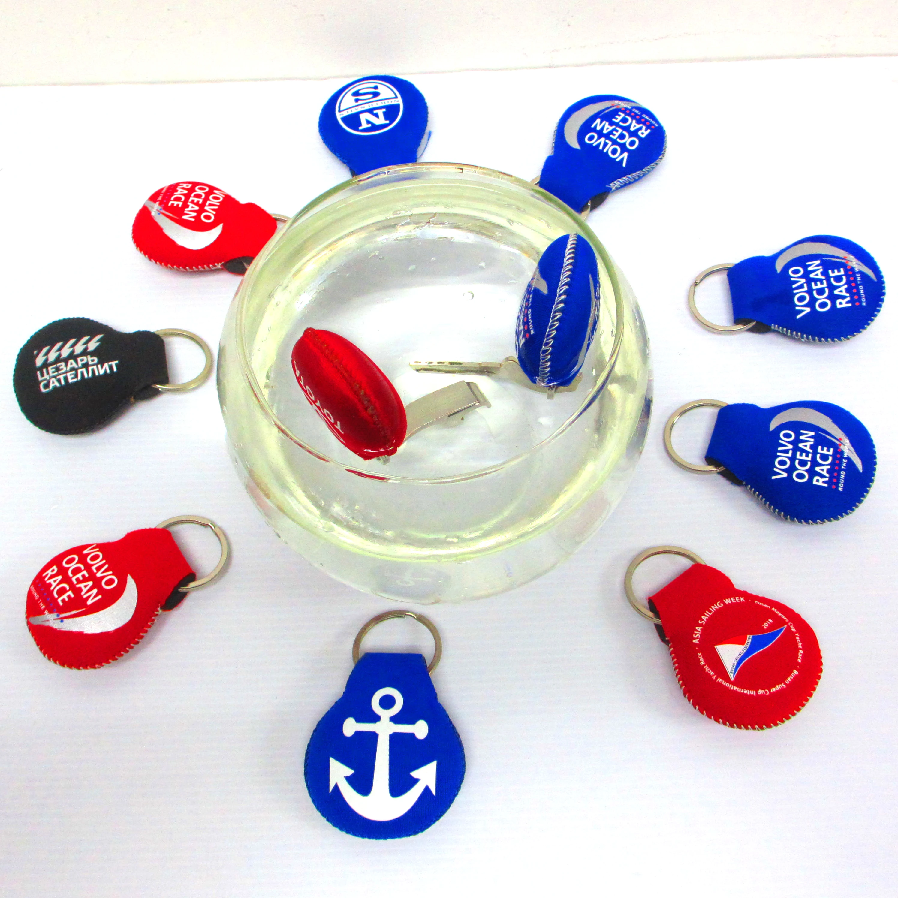 promotional floating neoprene keychain key holder ring custom printing