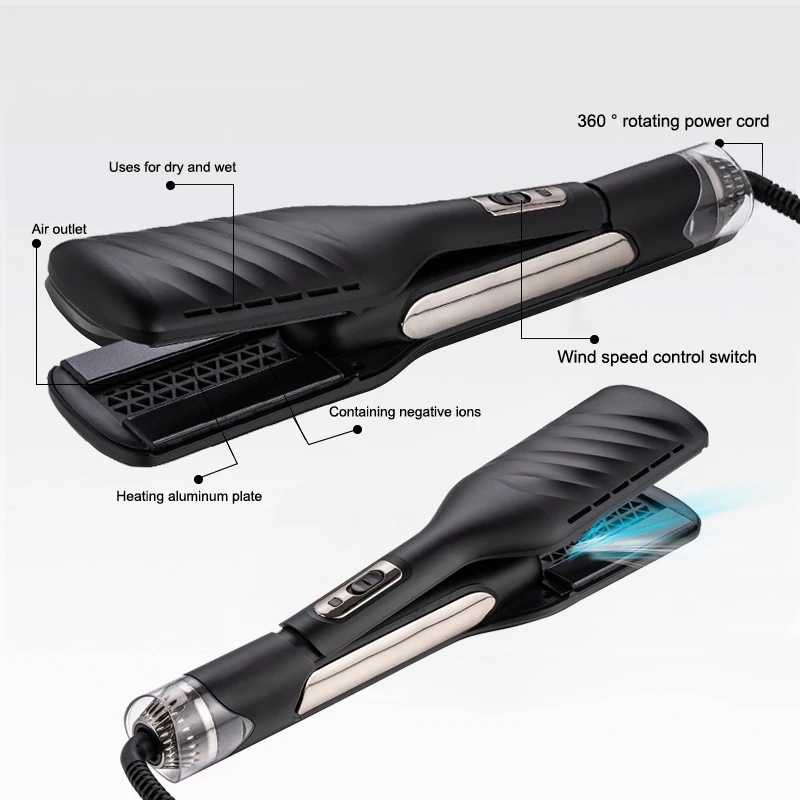 Professional Hair Styling Tools Titanium Custom 2-in-1 Flat Irons Duet Style Hot Air Styler Hair Straightener Hair Dryer Iron
