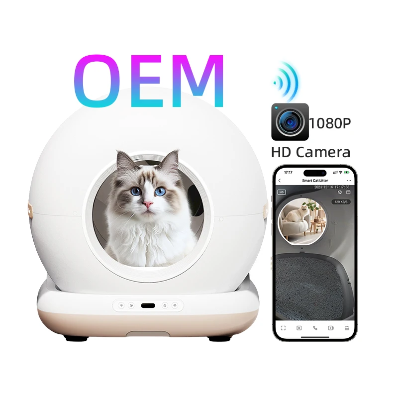 OEM Self Cleaning Cat Litter Box With Camera 1080P HD Video Cat Litter Automatic Box Self-cleaning With Replacement Odor Removal