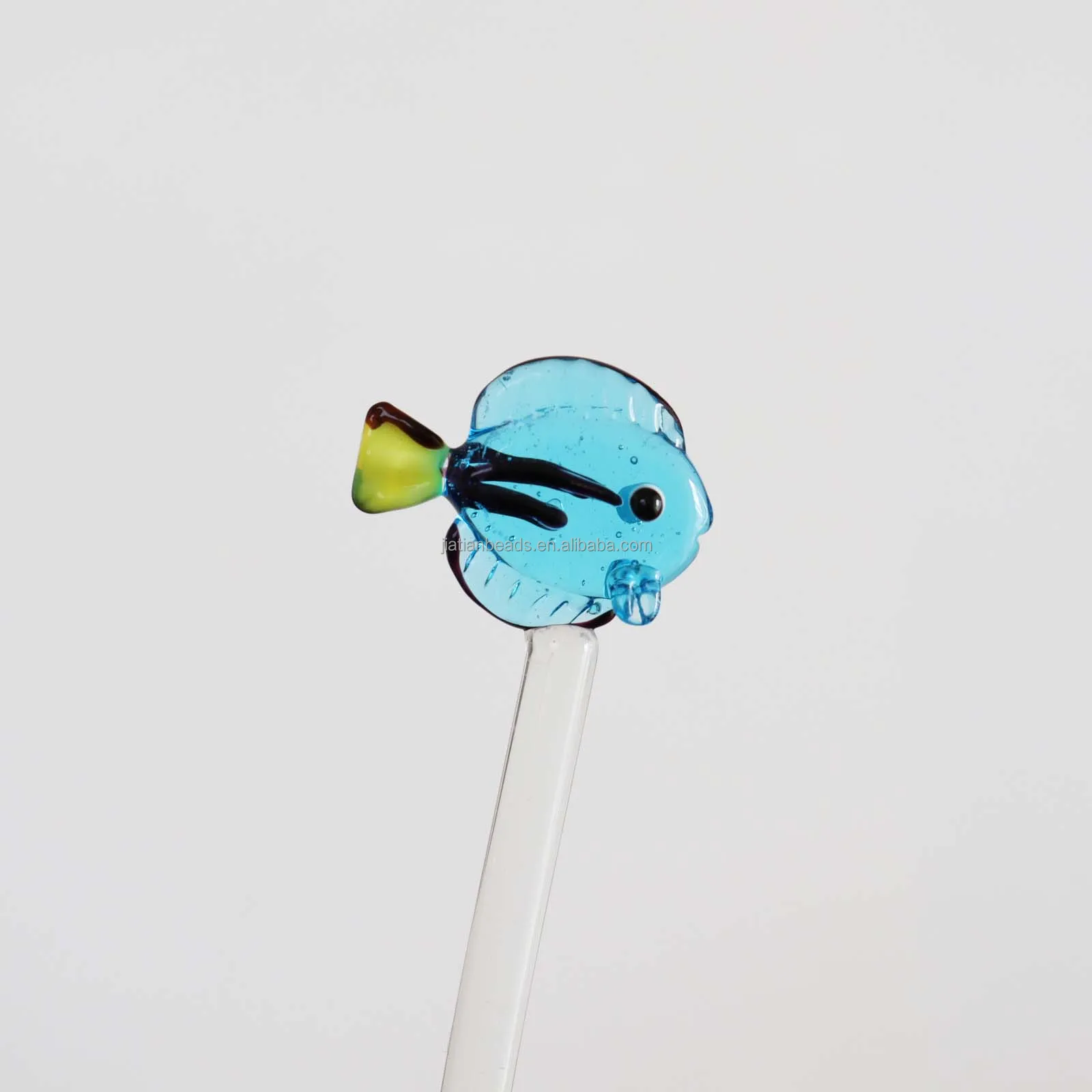 handmade tropical fish glass stirrer tools cocktail stirring rod for bar coffee home use custom logo
