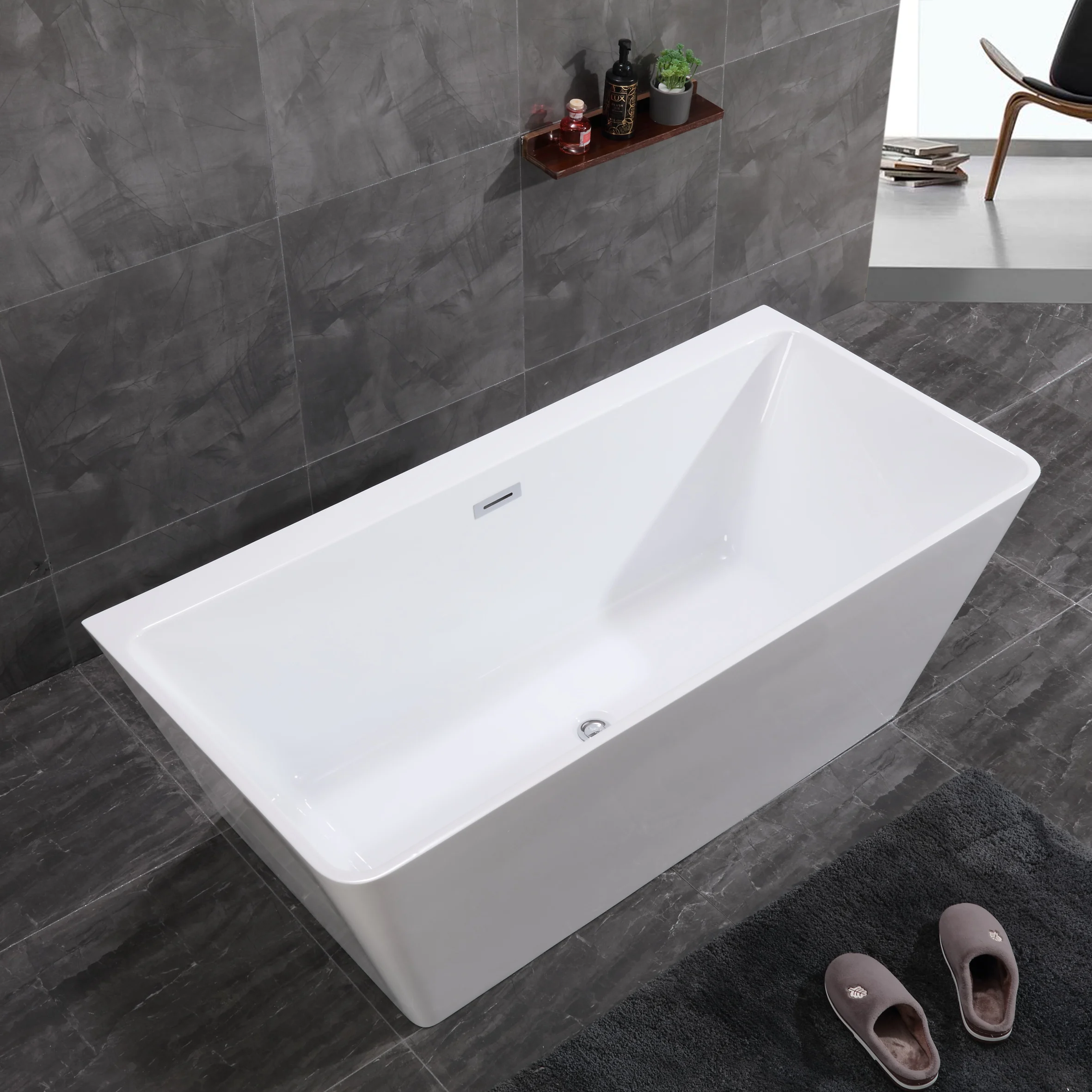 Household multi-size thickened double small apartment deepen bathtub acrylic integrated sitting modern independent bathtub