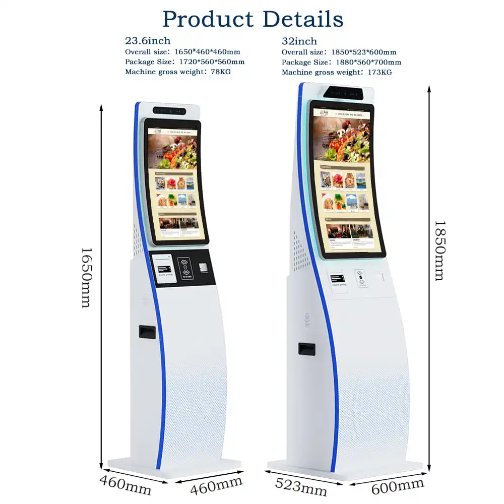 Smart Safe Quick Payment Self Ordering Kiosk 23.6 32' Curved Screen Pos Holder Self Service Kiosk Quad Core SDK LED HD Screen