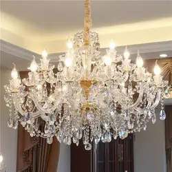 Luxury Modern Gold Glass K9 Crystal Chandelier Indoor Living Room Hanging Lighting For Hotel Bedroom Pendant Lights Chandeliers