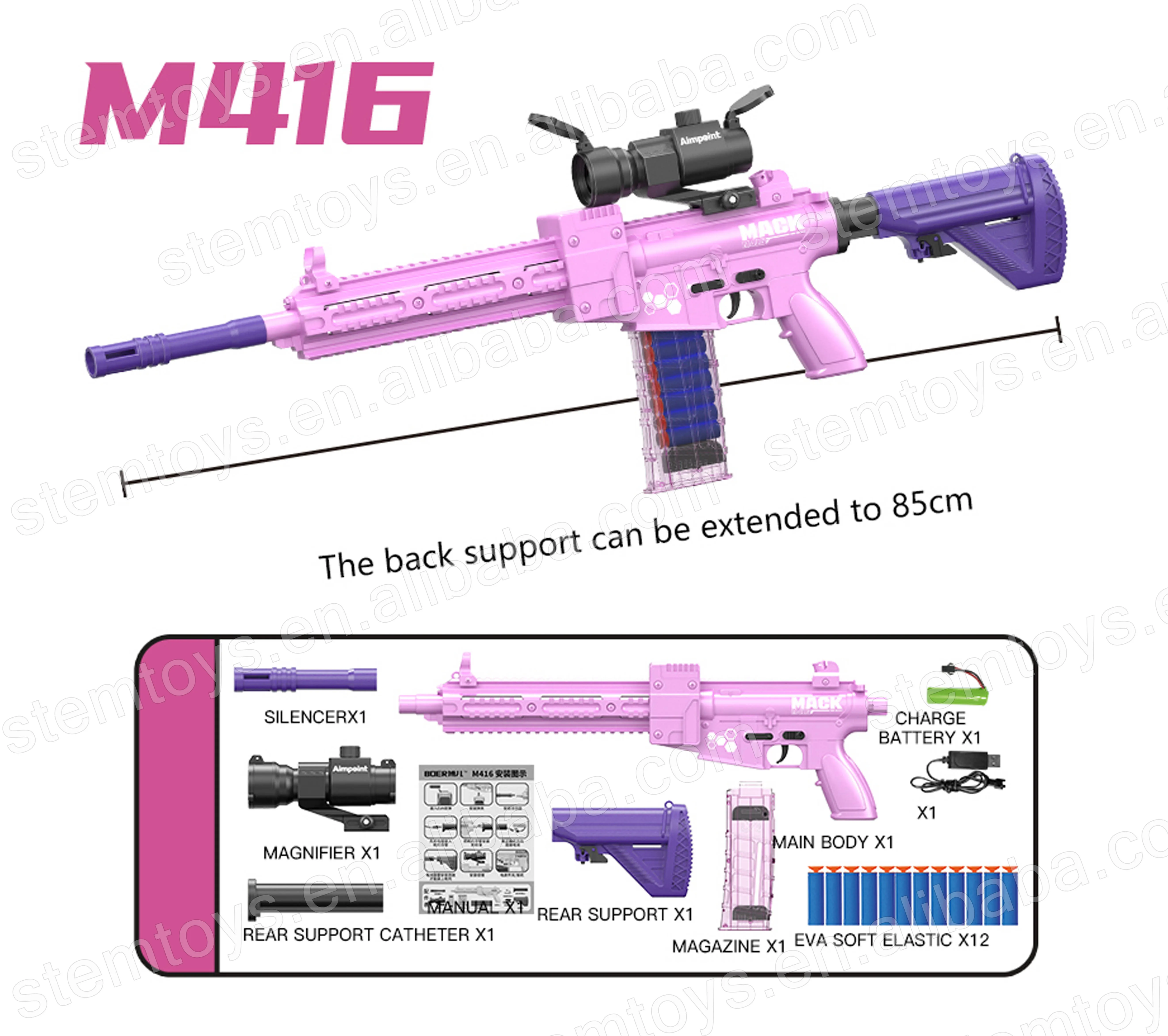 M416 Soft Bullets Auto shooting Gun Battery Operated Outdoor competition foam bullets blasting guns for kids/adults