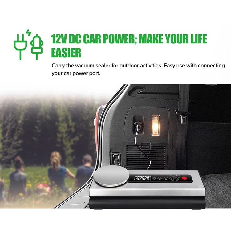 VS6601M DC/AC Compatible High Speed Continuous Sealing Compact Vacuum Sealer Machine with Digital Scale