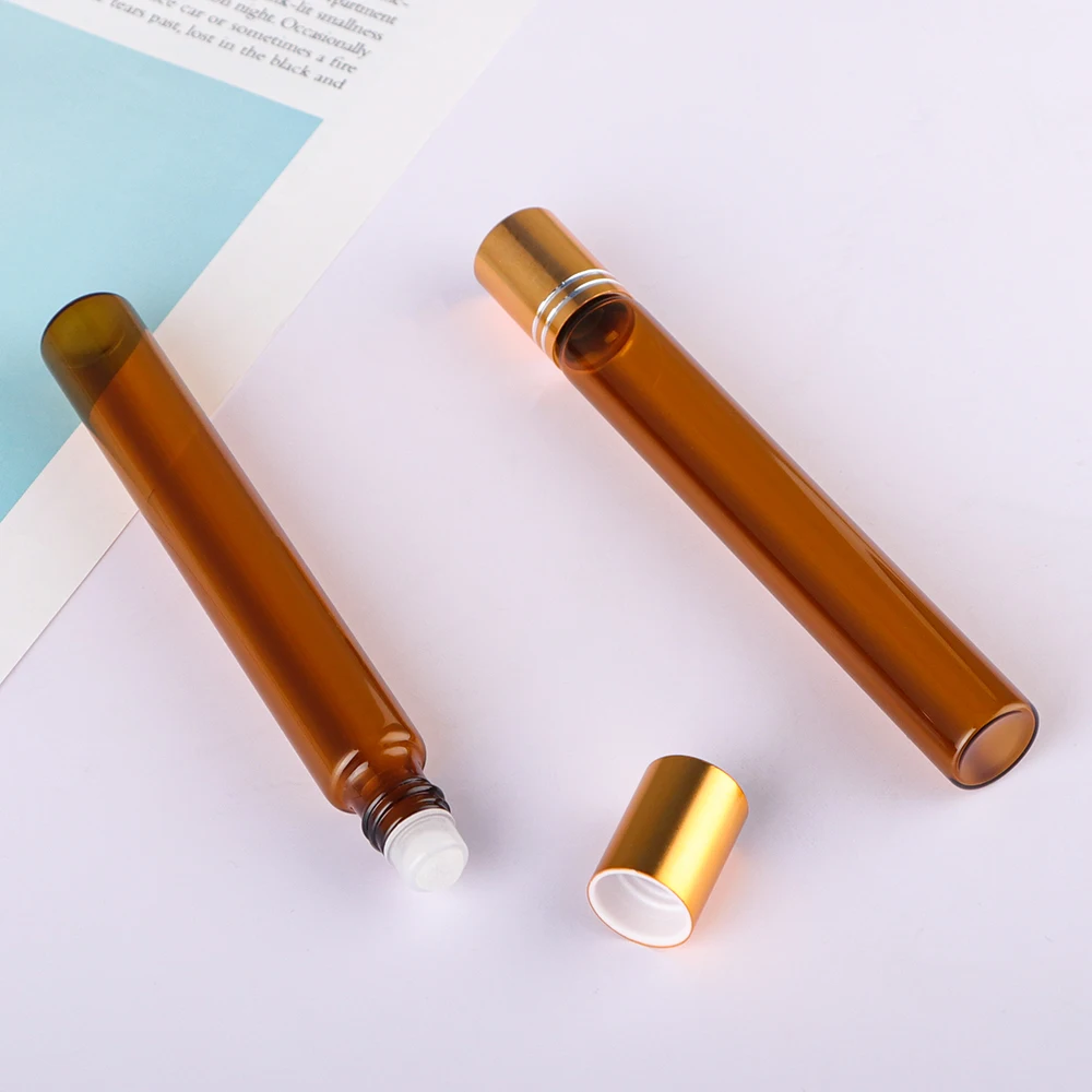 Wholesale Cylinder 1ML 5ml 10ml Mini Serum Perfume Oil Roll Glass Empty Bottle With Roller Ball