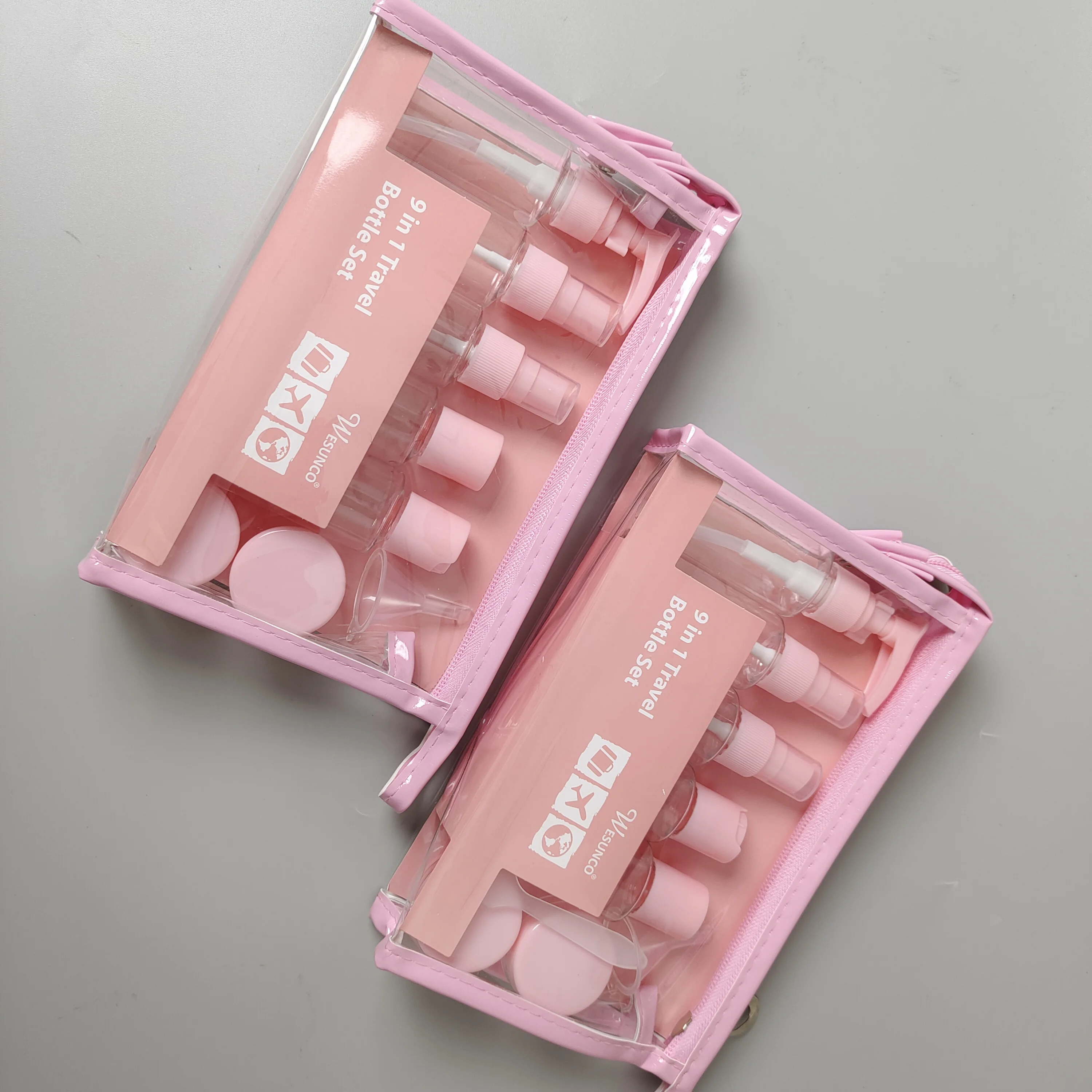 cosmetic plastic bottle set customized printing logo travel bottles set for toiletries