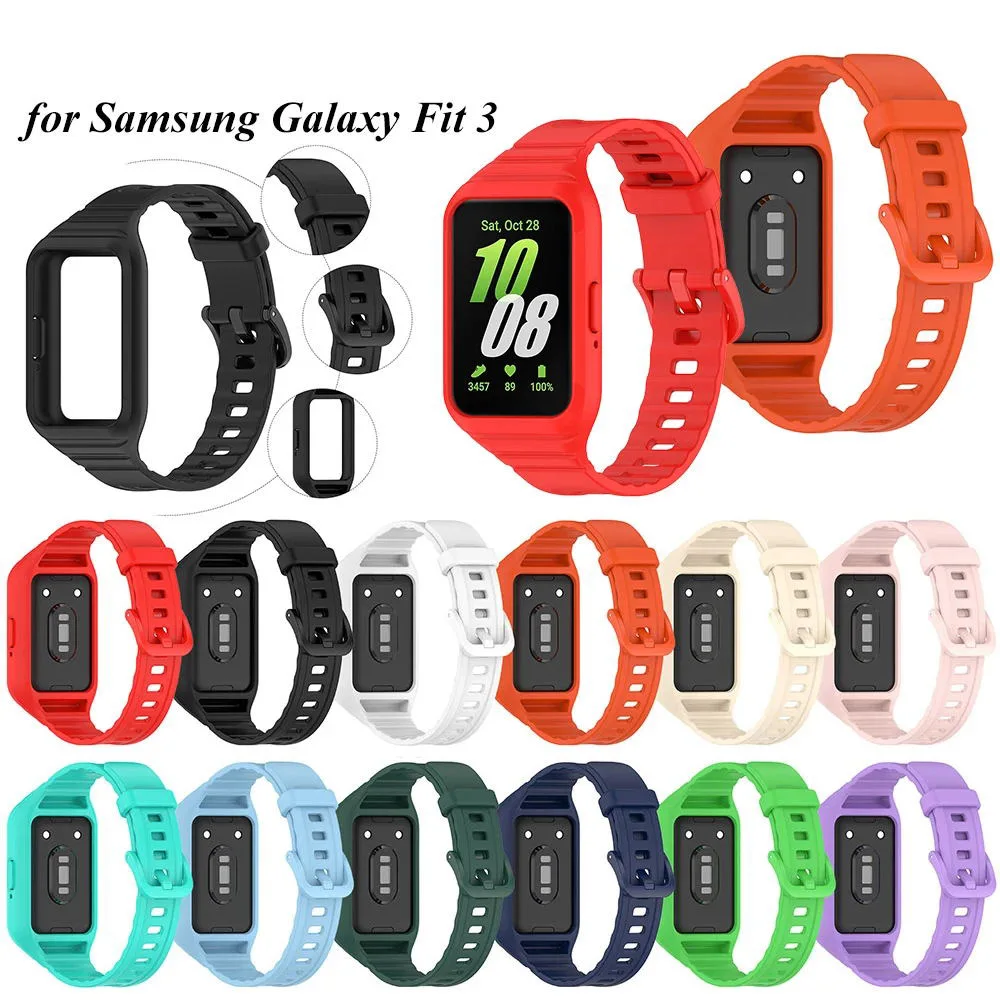 ShanHai Silicone Case Strap For Samsung Galaxy Fit 3 Watch Band Bracelet Wristband Cover Shell For Samsung Fit3 Screen Protector