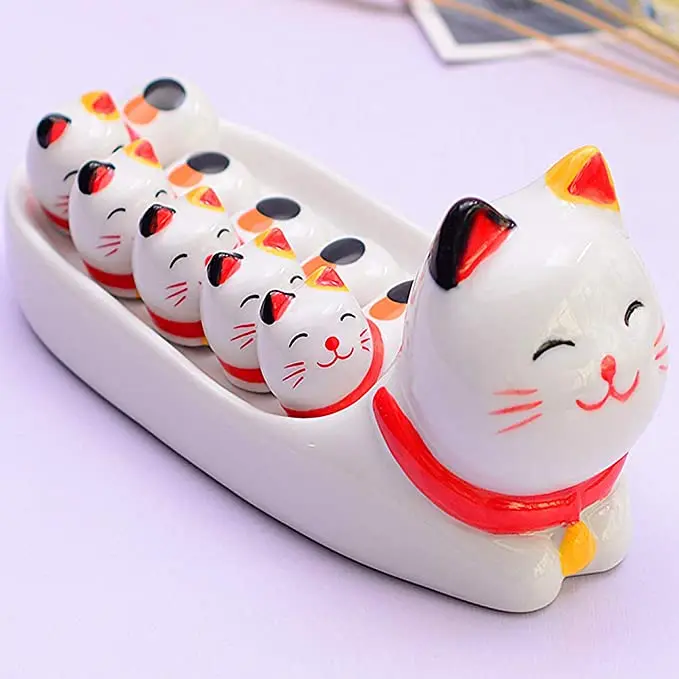  Набор керамических столовых приборов Lucky Cat набор из 6 предметов с держателем для ножей домашней кухни и ресторана сахарница