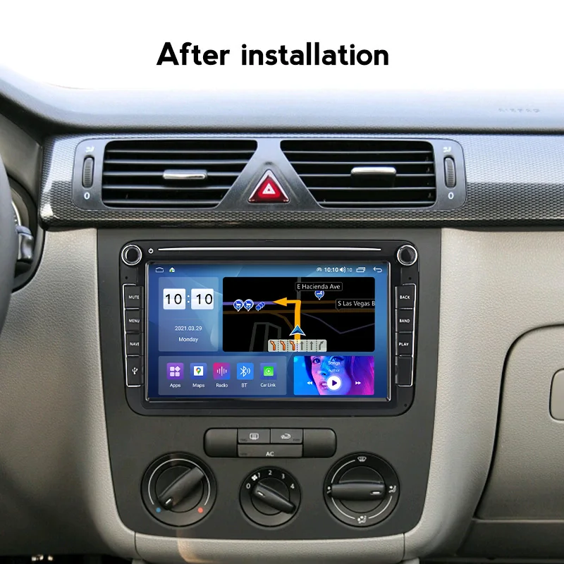 2 Double Din Android 8inch Gps Navigation System Touch Screen Video Car Radio For Vw Tiguan Passat B5 Beetle Caddy