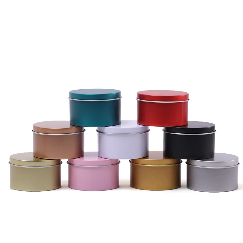 Wholesale Tea Packaging Gold Tin Can Gift 2OZ 4OZ Tinplate Round Tin Box Candy Candle Metal Can