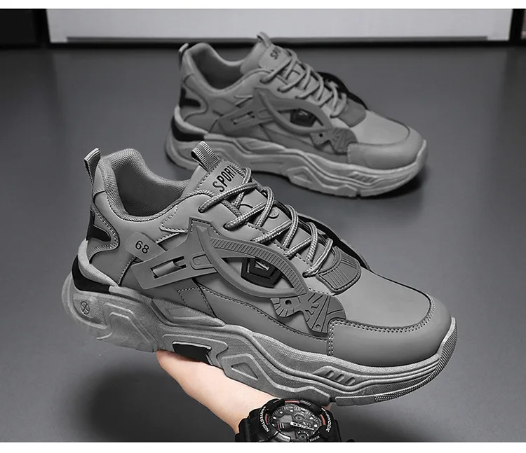 Mens New Breathable White Shoes Mens Trendy And Versatile Interior Height Increasing Sports Casual Running Dad Shoes