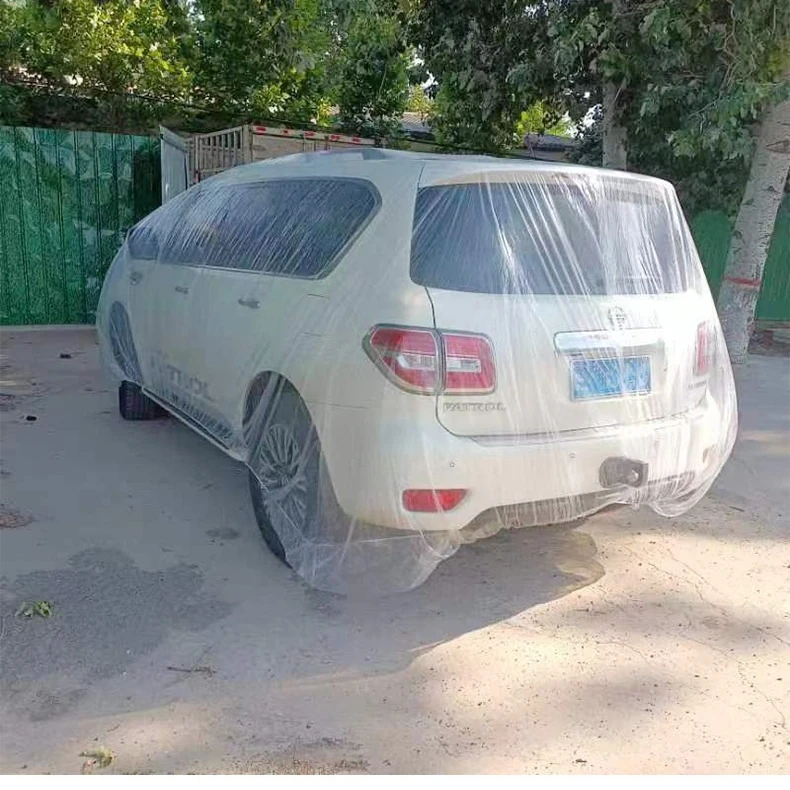 Clear Plastic Disposable Car Cover Temporary Universal Rain Dust Garage Waterproof Pe Car Cover