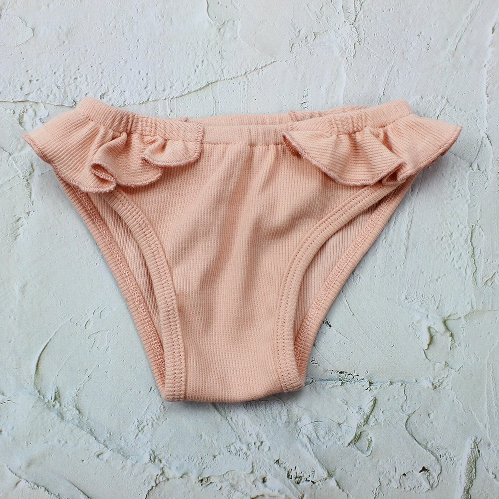 2022 Wholesale Swimwear Mini Soild  Flutter Tiny Bloomer two piece set Baby Girls Swimsuit Bikini