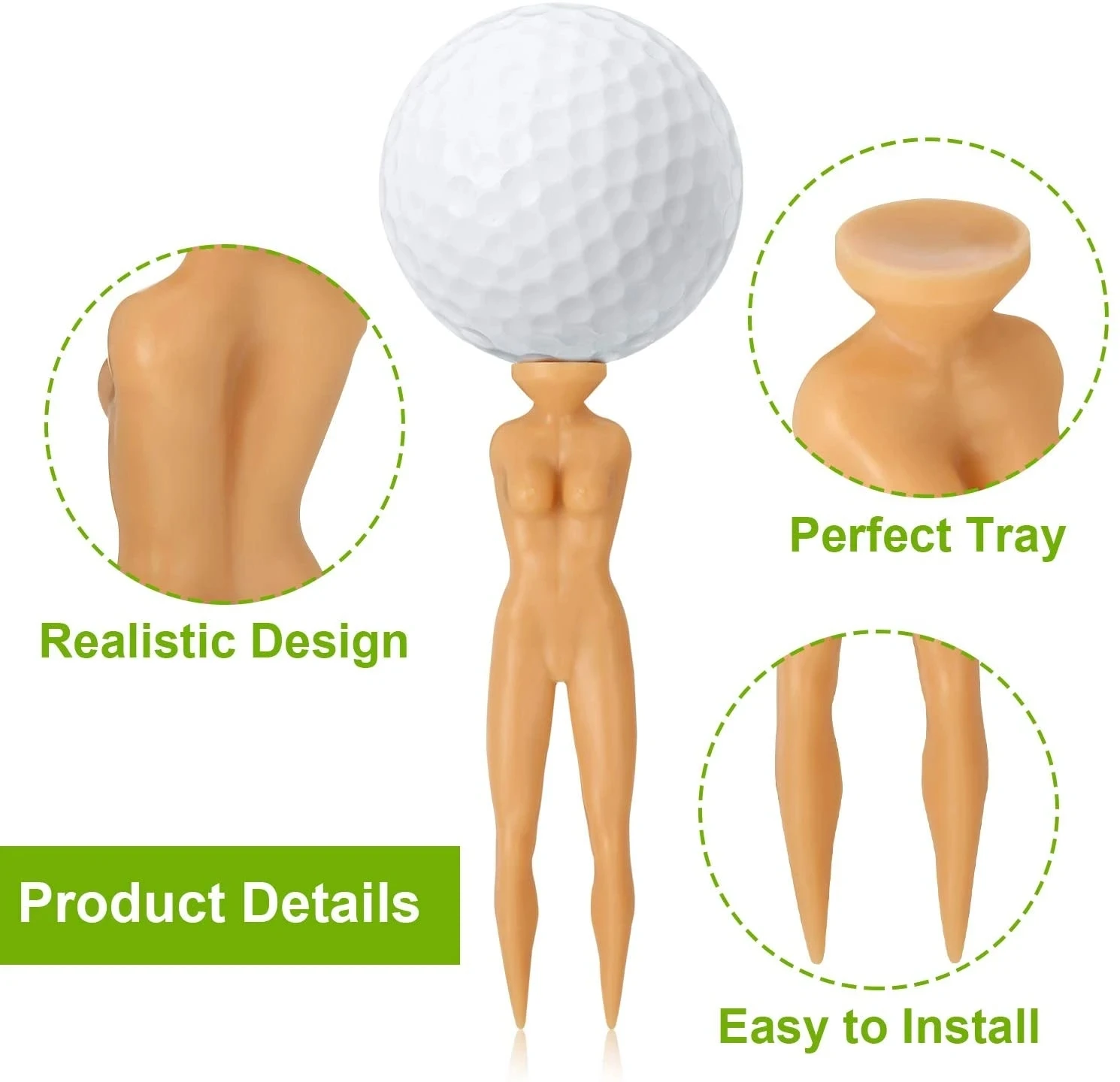 Factory Price 76MM Nude Lady Model Plastic Golf Tee Funny Golf Pin-up Tees Joke Nude Sexy Lady Tees Golf Ball Holder