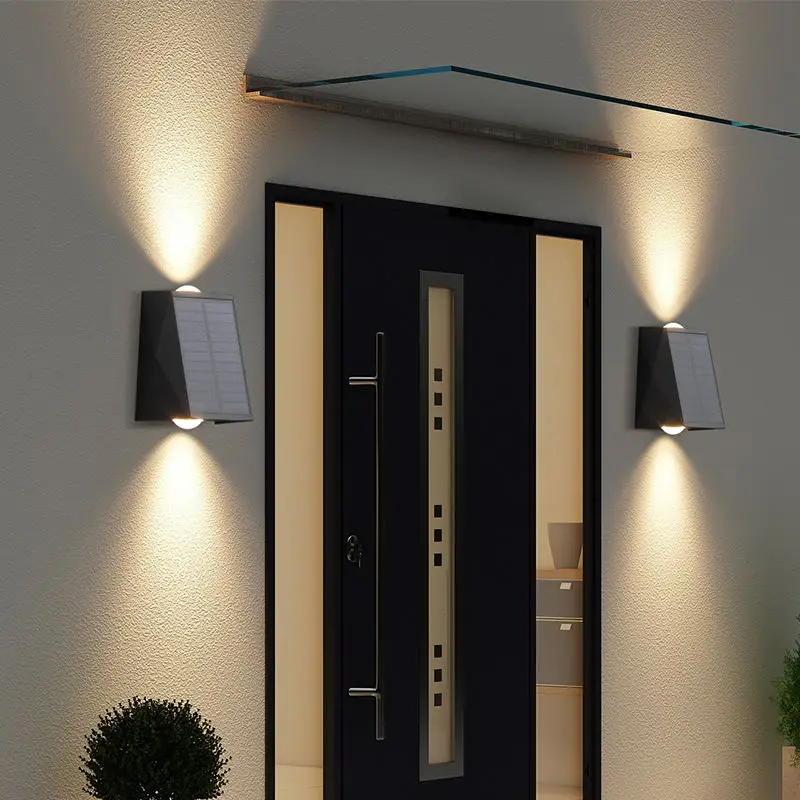 Modern Led IP65 Intelligent Light Detect Waterproof Solar Warm White Wall Lamp Fence Garden Outdoor Colorful Hanging Light