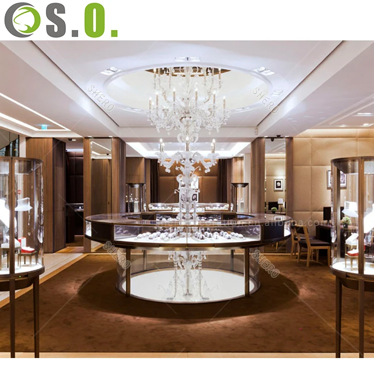 ODM jewelry display showcase with mirror cabinet for shop