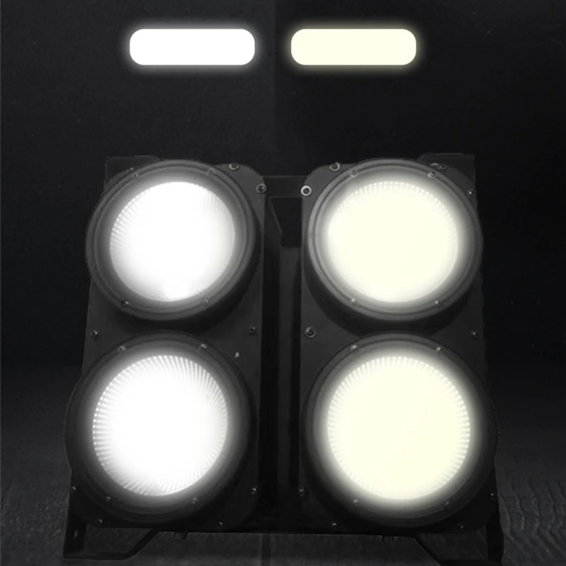 Professional 4x100W COB LED Surface Warm White& Cool White 2IN1 Color DMX Audience Stage COB  Blinder Light