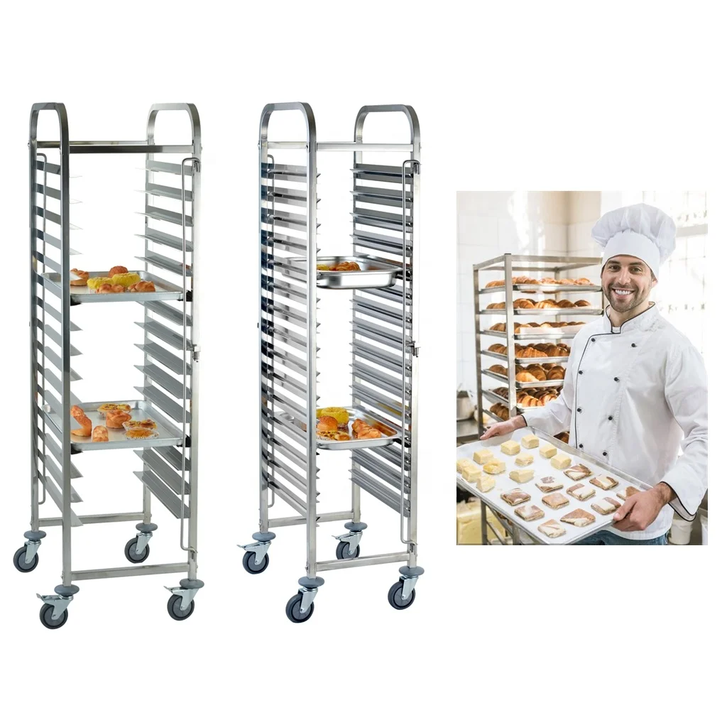 Stainless Steel Baking 15/16-Tier Bread pan Cooler Bakery Tray Rack Trolley food 40*60 baking oven trays Trolley