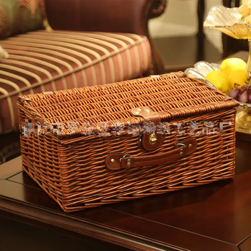 Vintage rattan wicker food basket Easter Christmas picnic Candy basket Eco-friendly picnic basket