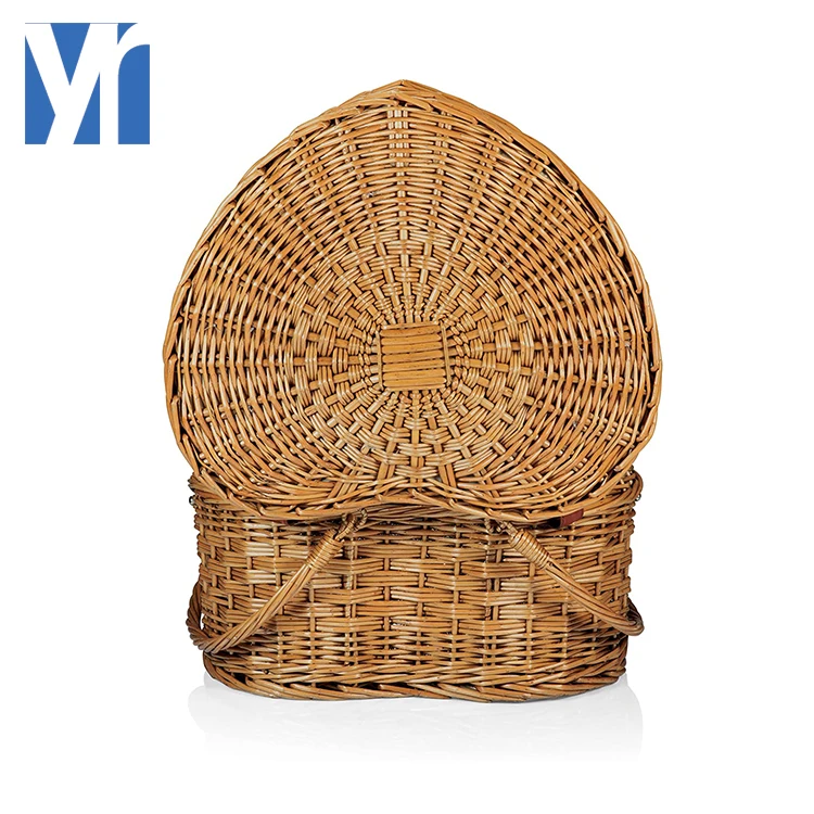 YRMT heart shaped  willowpicnic basket with lid wicker picnic basket with cooler