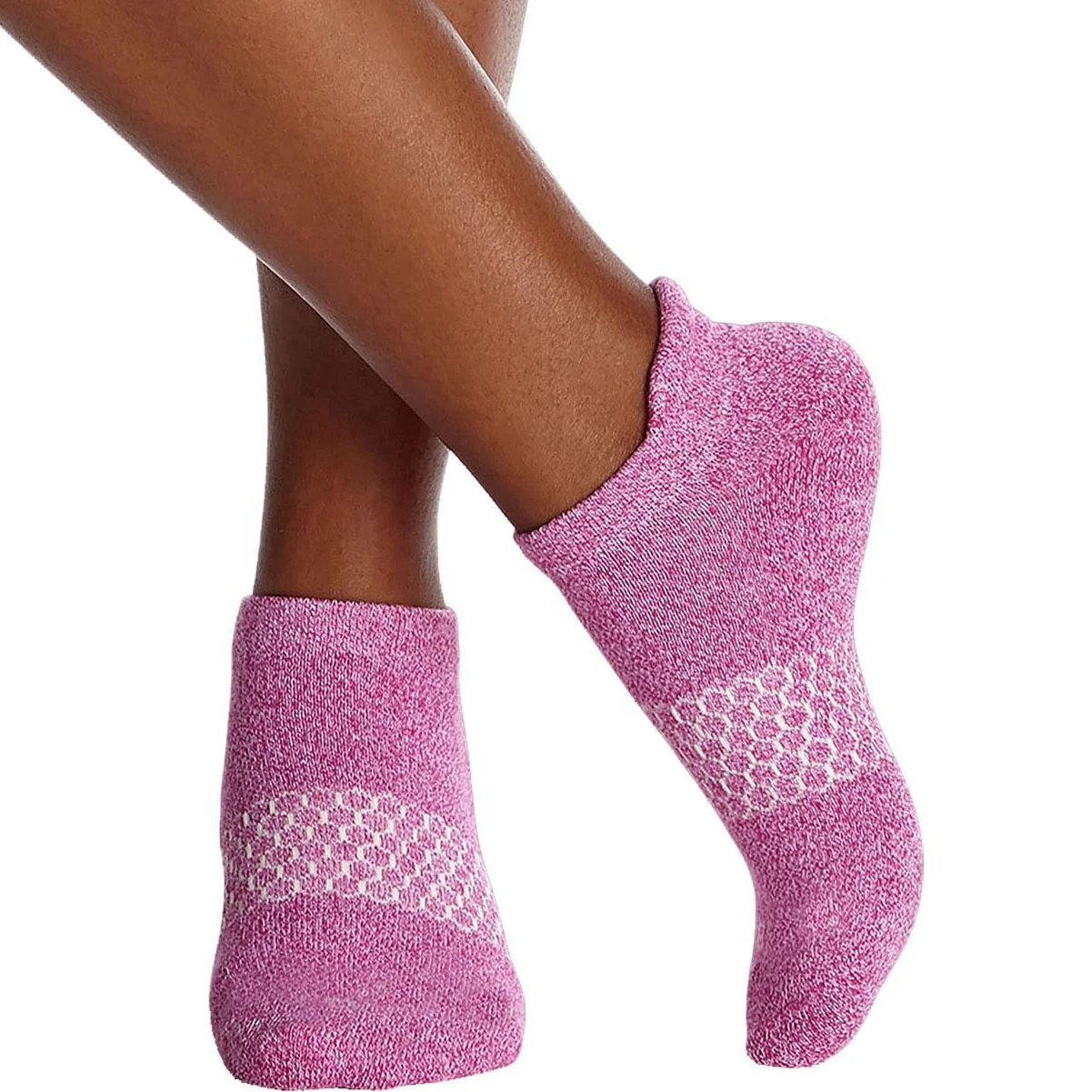 Custom Pink Cotton Cushioned Athletic Running Socks Sports Tab Ankle Socks for Women