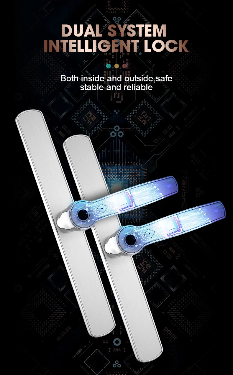 WiFi APP Fingerprint  PIN Code Card Mechanical Key Unlock Glass door Sliding Door Lock  Smart OEM / ODM