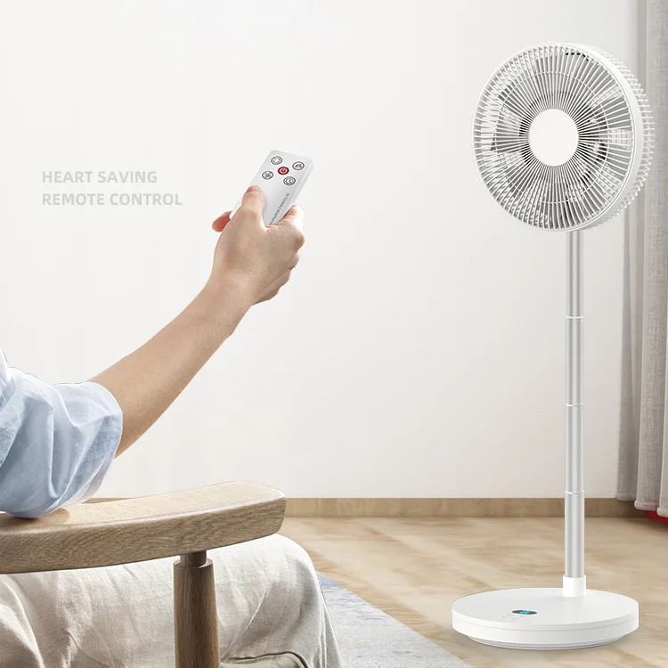 10 inch Oscillating Foldable Rechargeable fan Remote Control Retractable stand  Floor Fan Retractable Fold Outdoor Electric fans