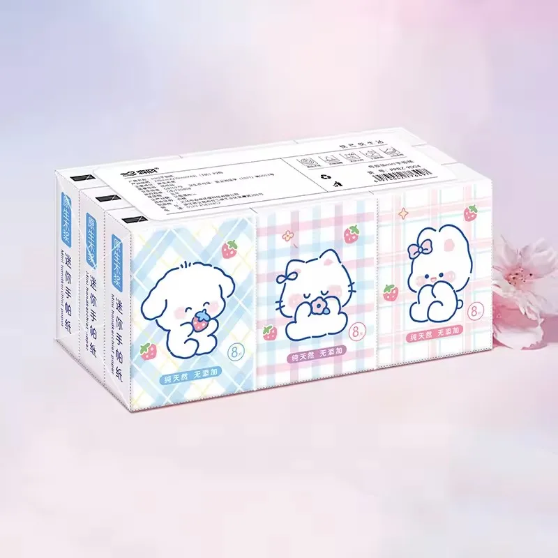 Mini Bear Pocket Tissues Travel Tissues Cute Bear Dry & Wet Dual Purpose Paper Handkerchief Portable Tissue