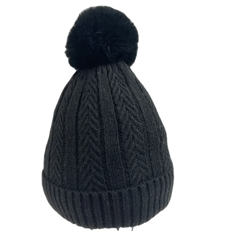 Вязаная шерстяная шапка с помпоном женская Европейская и американская уличная Зимняя шерстяная плотная теплая шапка