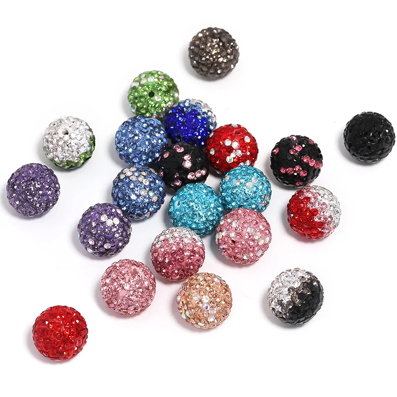 20pcs 16mm Round Crystal Rhinestone Beads Paved Clay Disco Ball Shamballa Beads for Jewelry Necklace Bracelet Earrings
