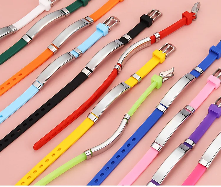 Personalize Kids Baby ID Wristband Bracelet Soft Silicone Rudder Stainless Steel Children Girls Boys Custom Emergency Name Phone