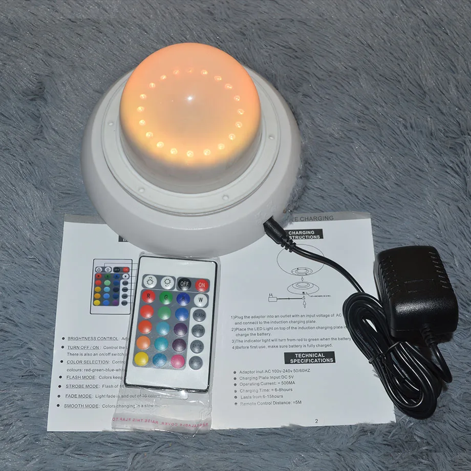 4000 mAh Battery Supply Customized Night Light 24key Remote USB charging LED Spare Light  Hookah LED Base Light
