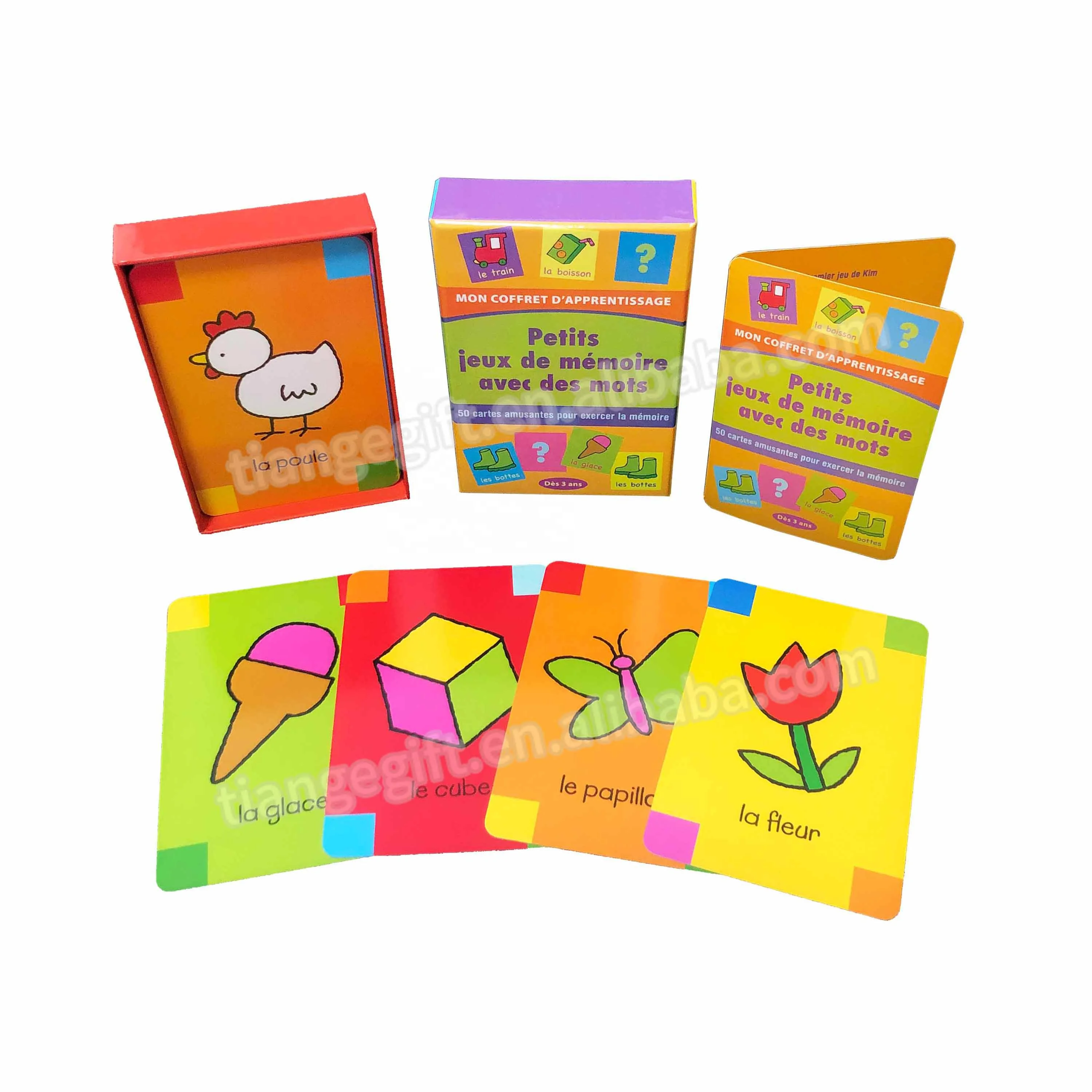 custom printing big size different themes early learning memory flash cards for children