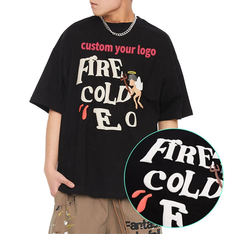 Custom Logo 3d Puff Print t Shirt Heavyweight Supima Cotton t-Shirt Streetwear Graphic tee Shirts Premium Sublimation t-shirts