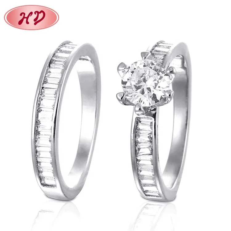 Fancy Titanium Couple Wedding Cross Finger Rings For Lady Cz Zircon