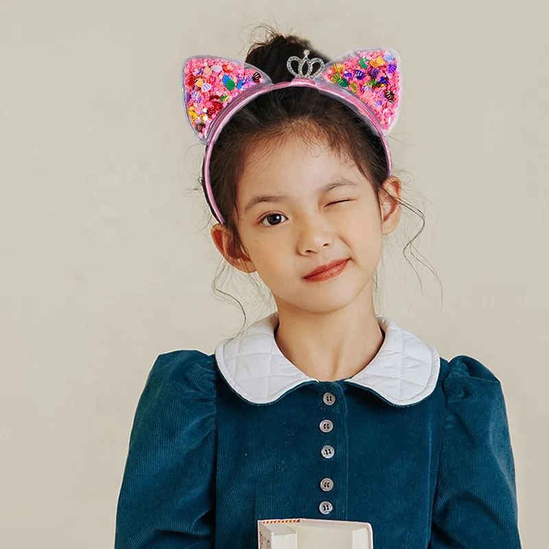 Мультяшные Красочные Блестки с кошачьими ушками заколки для головы принцессы на день рождения Милая заколка волос