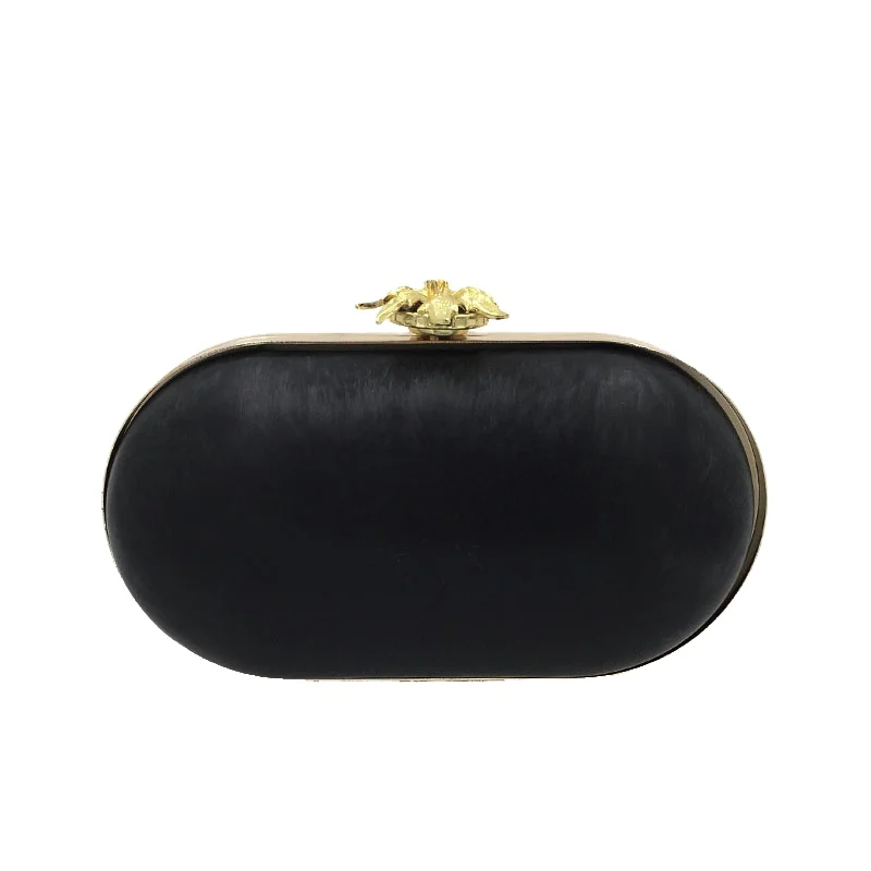 Flower purse gold frame women clutch clip beautiful evening bag