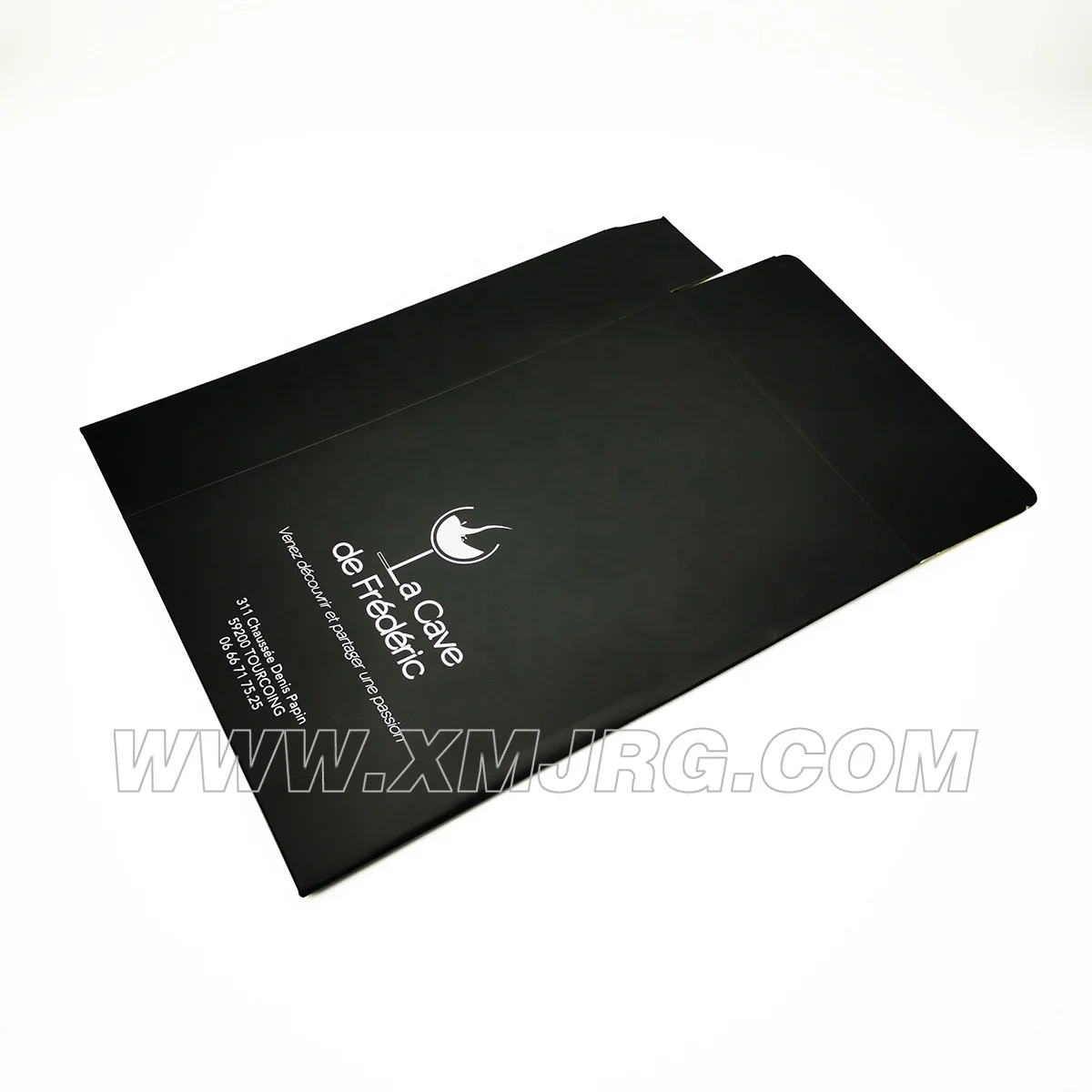 Custom Logo Black Paper Box Foldable Corrugated Board Packaging Box For Two Bottle Wine Vin Rouge Packing