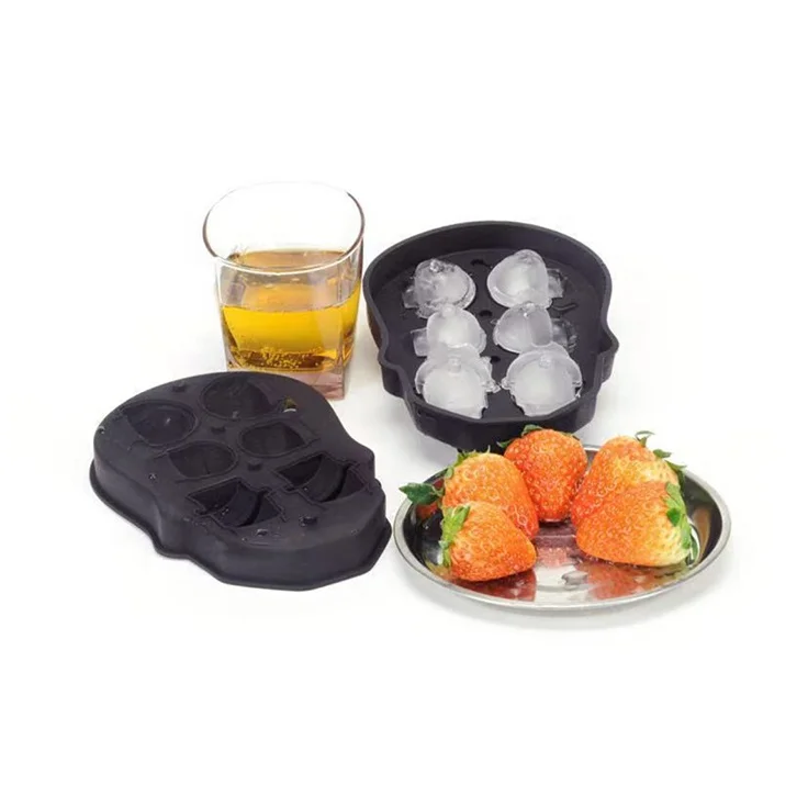 3D Skull Ice Mold Tray Whiskey Ice Silicone Flexible Ice Maker for Cocktails Jelly Candy Chocolate